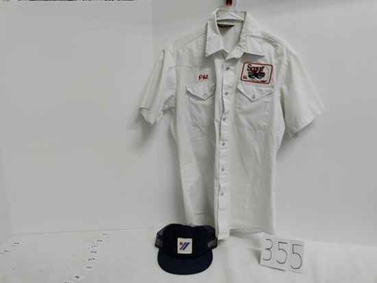 Protexall white pearl snap white sales shirt with embroidered Phil name Scout IH logo good condition