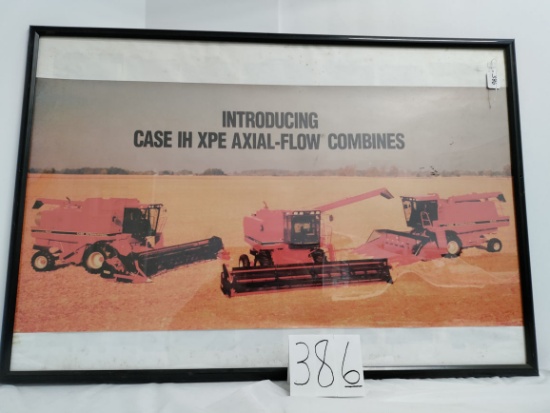 41" x 28" framed Introducing Case IH XPE Axial-Flow Combines advertisement poster 1 drill hole on ea