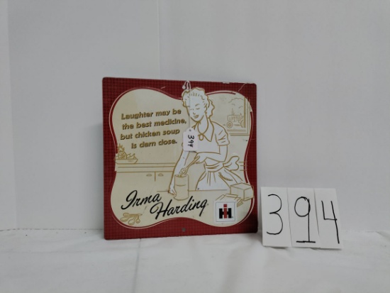 Irma Harding IH metal reproduction sign fair condition