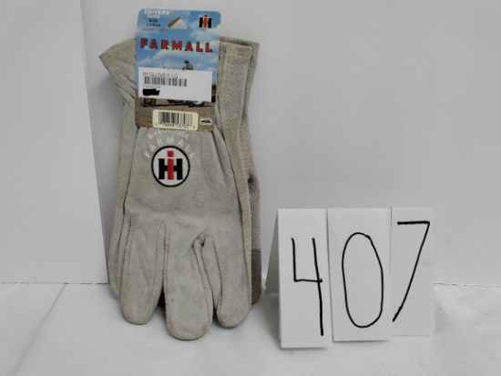IH McCormick Farmall Leather Drivers Gloves large size stock #CNH53703F