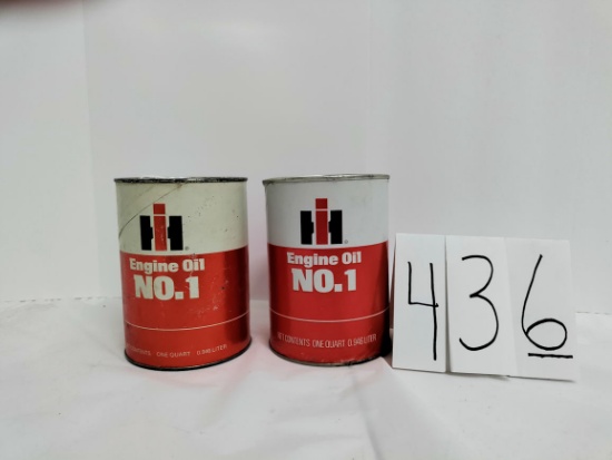 1 Empty and 1 Full can of IH Engine Oil No. 1 quart size part 407353R2 both good condition