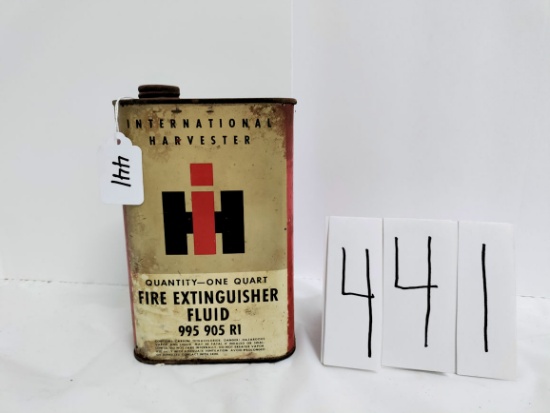 Empty IH Fire extinguisher Fluid 995905R1 One Quart small rust hole at top