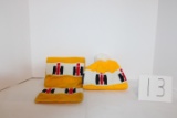 IH knit gold scarf and hat