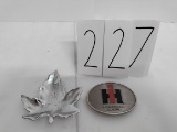 IH Hamilton Canada Case iron ash tray and oval IH SpecCast belt buckle