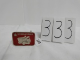 SpecCast metal Rockford Illinois red IH lawn tractor belt buckle