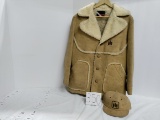 Wiman Co IH logo men's large wool lined suade coat good condition but needs cleaned and suede IH hat