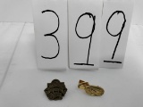 Gold plated IH 4 Bottom Plow tie clip and 50th Anniversary Farmall C 1998 Case Corp #981025 pin