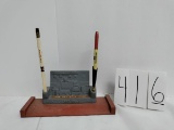 Farmall Foundry 1926-1967 Last Melt desk top pen holder with IH Chicago Central School and J. Paul N
