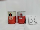 1 Empty and 1 Full can of IH Engine Oil No. 1 quart size part 407353R2 both good condition