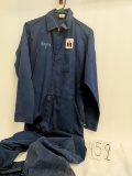Protexall USA Medium polycotton shop coveralls with IH emblem Roger on front and Bob Falb Impl. Embr