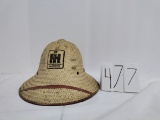 IH woven straw safari hat fair condition head strap inside is bad