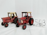 2 IH toy tractors with cabs Ertl played with 886 and 86 series with duals poor condition