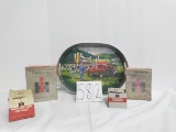 Farmall 1206 metal serving tray with empty IH part boxes including 2 small and 2 medium