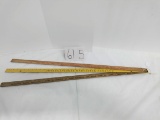 3 IH wooden yard sticks Roe Imp Co Inc and Melrose Farm Supply and Leiter's Hardware and Implements