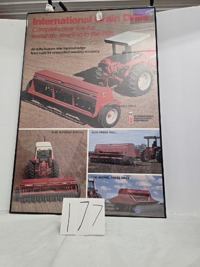 Plastic frame IH Grain drill poster good condition