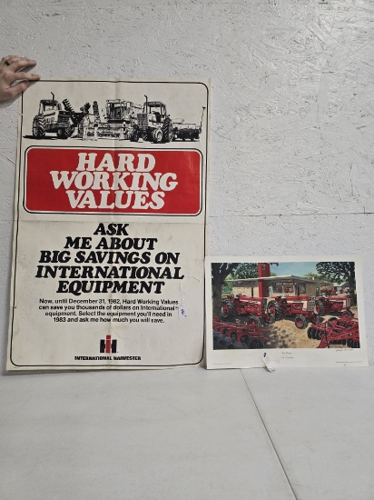 2005 Red Fever by Russell Sonnenberg signed unframed & IH hard working values poster unframed