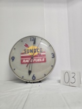 Round Sunoco Race Light-up Electric Analog Clock
