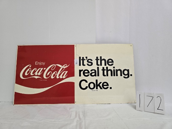 Metal Coca Cola Sign It's The Real Thing Coke Good Condition