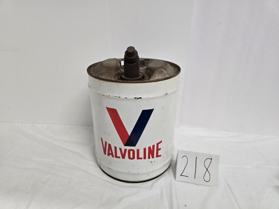5 Gallon Valvoline Motor Oil Can With Spout Empty Good Condition