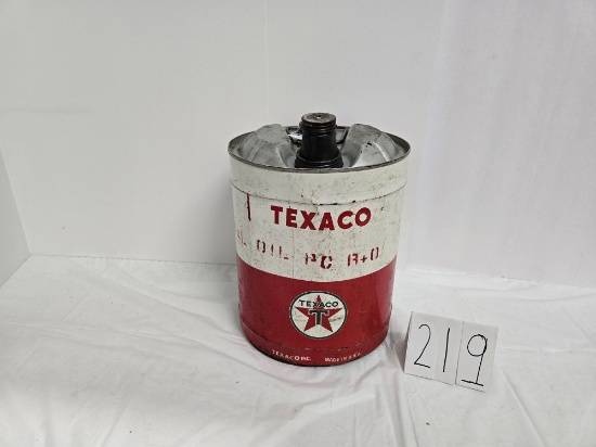 5 Gallon Texaco Oil Can With Spout Empty Good Condition
