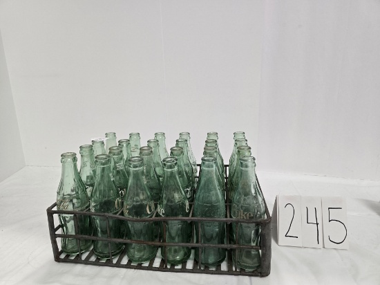 Metal Case Of 24 Coca-cola Bottles Various States Bottling