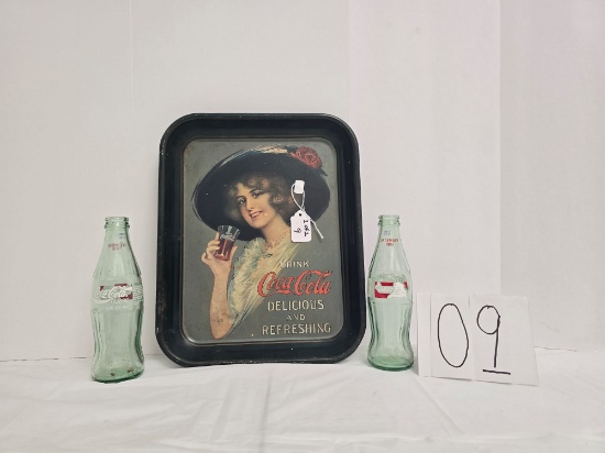 2 Season's Greetings Dec 93 Empty Bottles And Cocoa-cola Metal Serving Tray