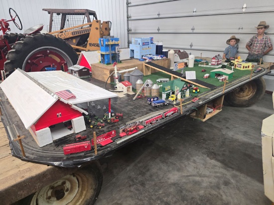 Train display with IH trains IH tractor repair buildings farm with IH tractors good condition