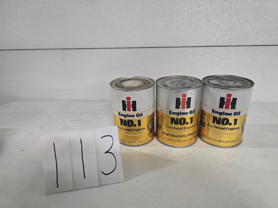 3 IH one qt cans engine oil for diesel engines good condition unopened