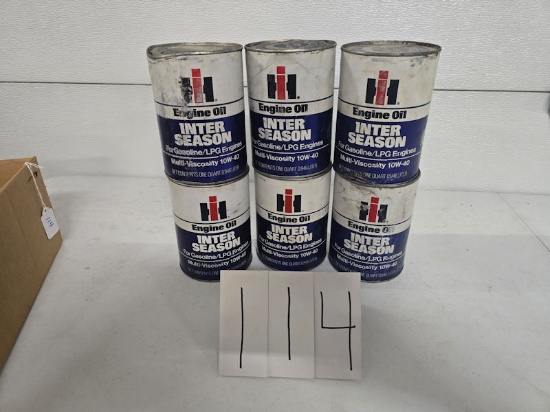 6 IH one qt cans interseason engine oil 407497r2 good condition