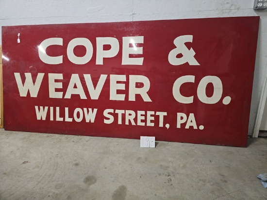 Red Metal IH dealer sign Cope & Weaver Co Willow street 102" by 47" good condition