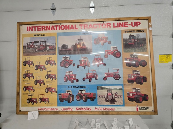 Framed original poster International Tractor Line-up 79" by 55" good condition