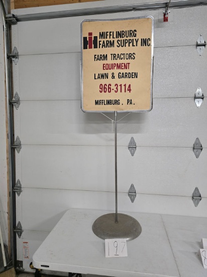 Standing IH sign Mifflinburg Farm Supply Inc 2 sided good condition