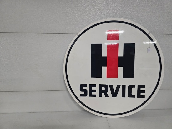 Original metal IH Service 30" round sign double-sided very good condition