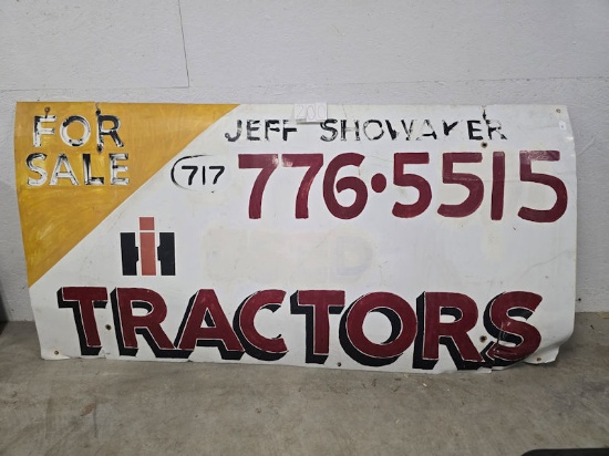 Advertising metal sign from Jeff Showaker IH tractors fair conditioned