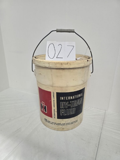 IH Hytran fluid bucket 5 gallon some oil contents fair condition