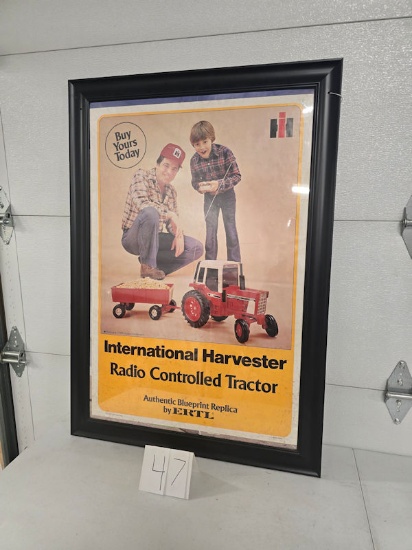 Framed original IH poster of radio controlled tractor by Ertl 28" by 40" good condition
