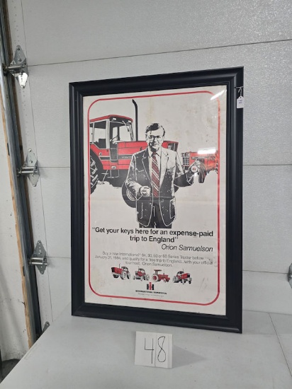 Framed original IH poster get your keys here for expense paid tripto england 28" by 40" good conditi