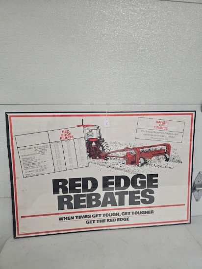 Framed Original Red Edge Rebates poster 36" by 24" good condition
