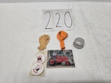 2 IH balloons pkg of unopened IH stopper lids an IH screw on cap and metal IH Farmall 50th anniversa