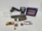 2 original grind stones Johnny Eagle Topper play gun IH box of vintage coin bank NIB IH patches IH t