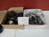 Box of sandblasted toy molds and box of various toy tires of all sizes