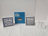 8 track car stereo tape player and 2 stereo speakers in boxes