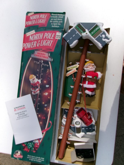 Rare Mr Christmas North Pole Power & Light Climbing Santa Clause