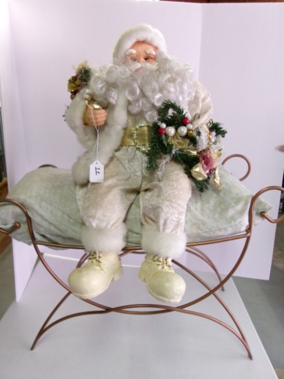 Sitting Santa Clause With Bench