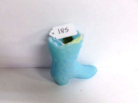 Fenton French Blue Opaline Milk Glass Boot Buttons Daisy