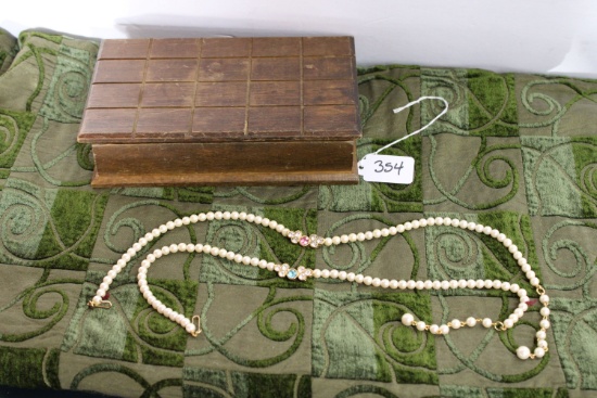 2 Costume Jewelry Necklaces With Jewelry Box