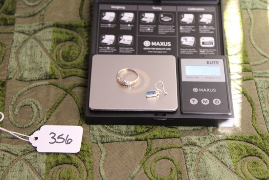 Misc Sterling 9.25 Stamped Ring Womans Ring, 1 Earring Total Grams 2.16 Grams