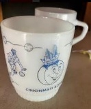 Rare Set Of 4 Cincinnati Royals 1960's Fire King Milk Glass Mugs