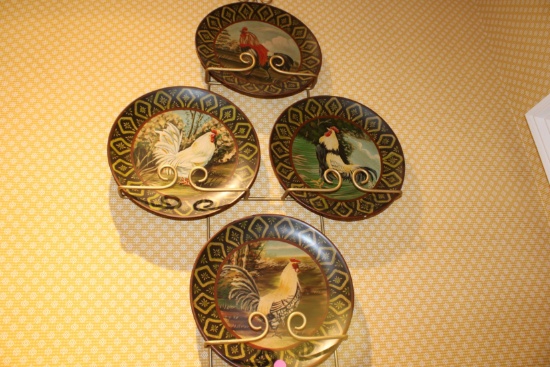 4 Decorative Rooster Plates