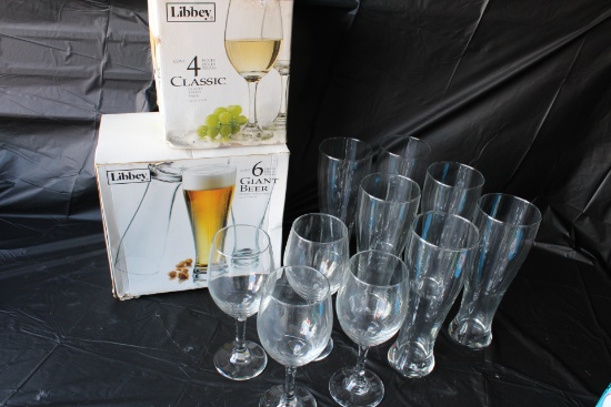 6 Beer Glasses and 4 Wine Glasses